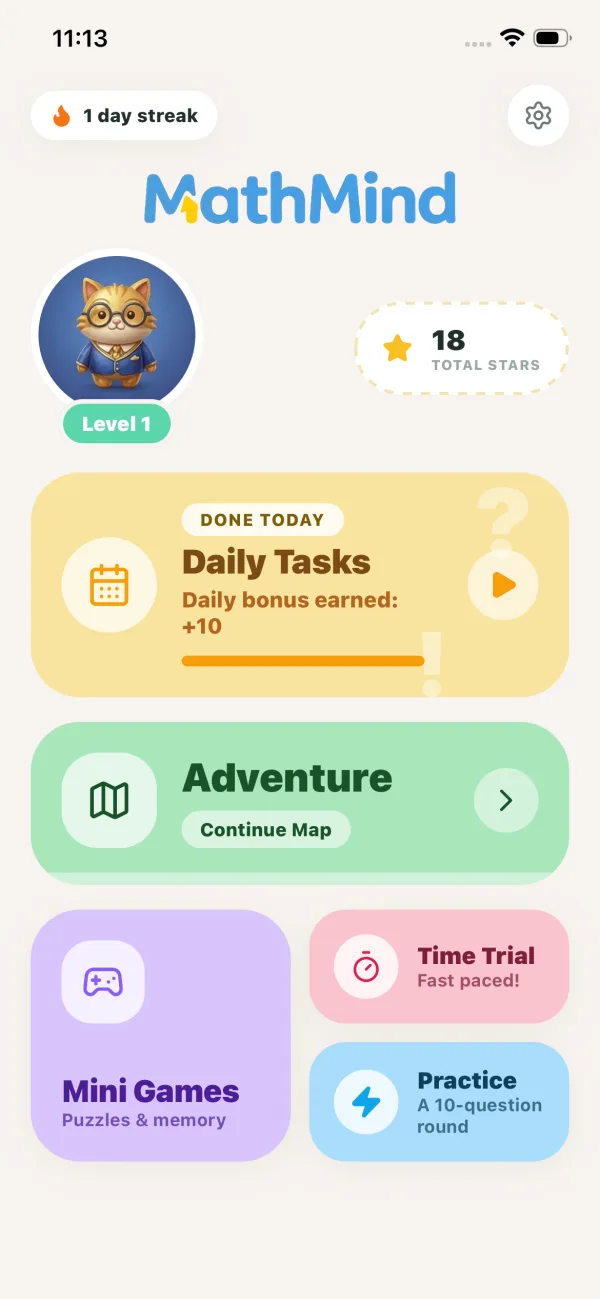 MathMind ana ekranı